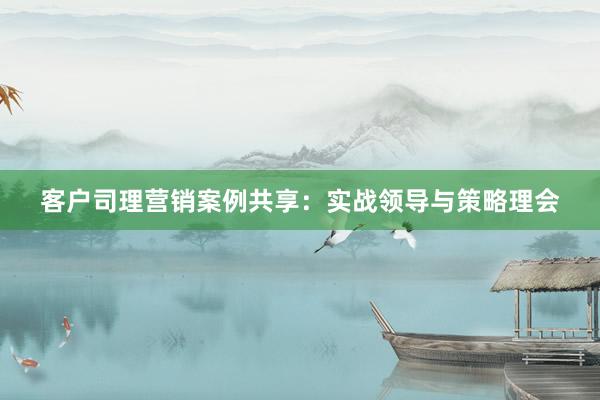 客户司理营销案例共享：实战领导与策略理会